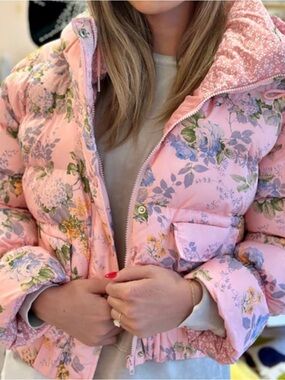 TCEC Floral Quilted Pink Puffer Jacket - Women's